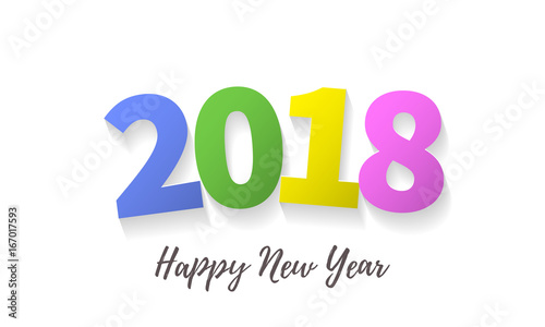 2018 Happy New Year greeting card background vector color numbers design