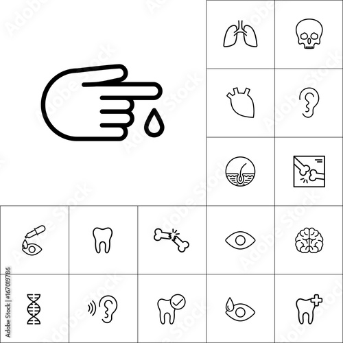finger blood drop icon on white background