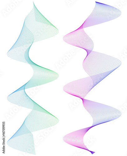 Design element wavy ribbon from many parallel lines18