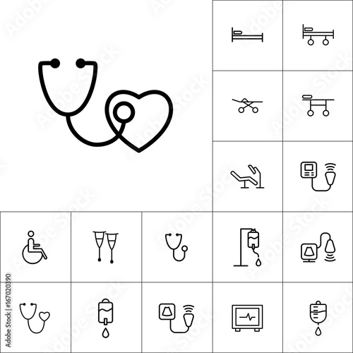 stethoscope with heart icon on white background