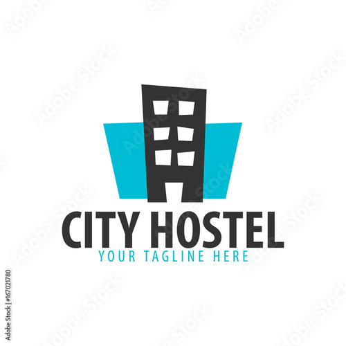 Hostel logo. Hotel logo. Travel rest place. Vector illustration.