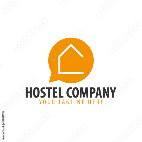 Hostel logo. Hotel logo. Travel rest place. Vector illustration.