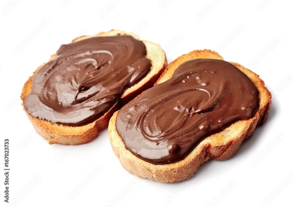 Bread with chocolate spread. Bread with chocolate spread.