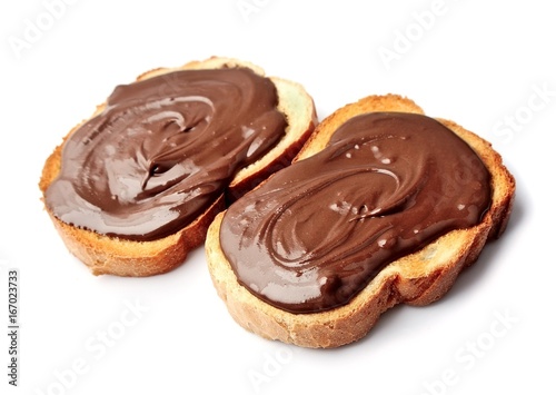 Bread with chocolate spread.