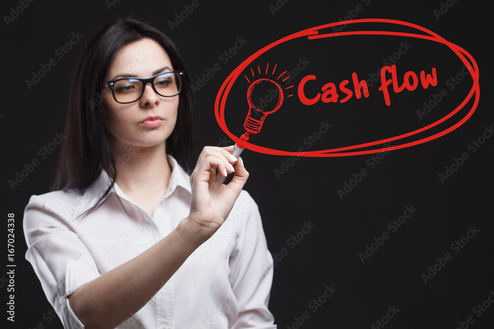 The concept of business, technology, the Internet and the network. A young entrepreneur working on a virtual screen of the future and sees the inscription: Cash flow The concept of business, technology, the Internet and the network. A young entrepreneur working on a virtual screen of the future and sees the inscription: Cash flow