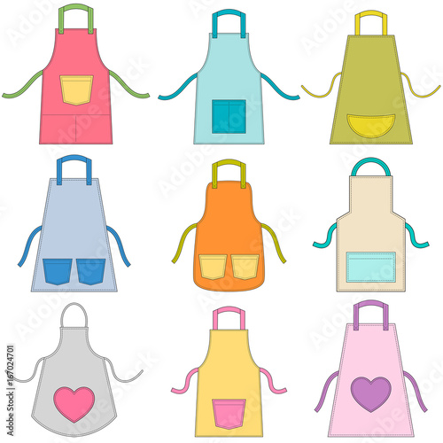 Colorful apron set isolated on white