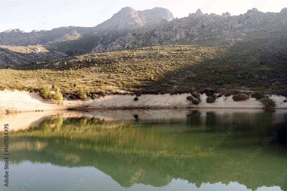 Majalespino reservoir. Mount of the Almorchones. Becerril de la Sierra. Madrid's community. Spain.