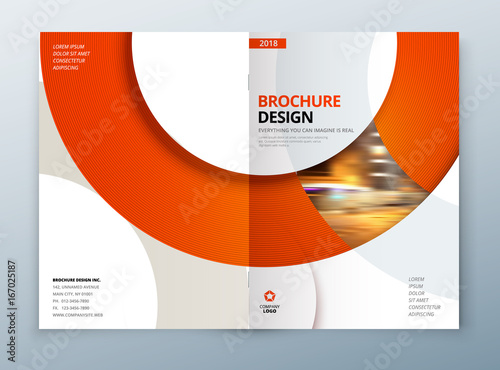 Brochure template layout design. Corporate business annual report, catalog, magazine, flyer mockup. Creative modern bright concept circle round shape