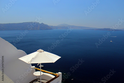 Skyline Views of the Greek Island of Santorini During the Bright Day Time