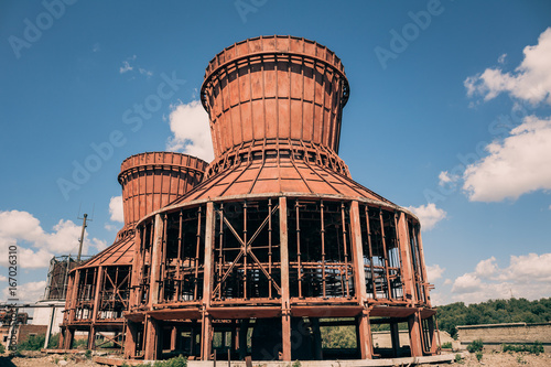 Old industrial cooling towers