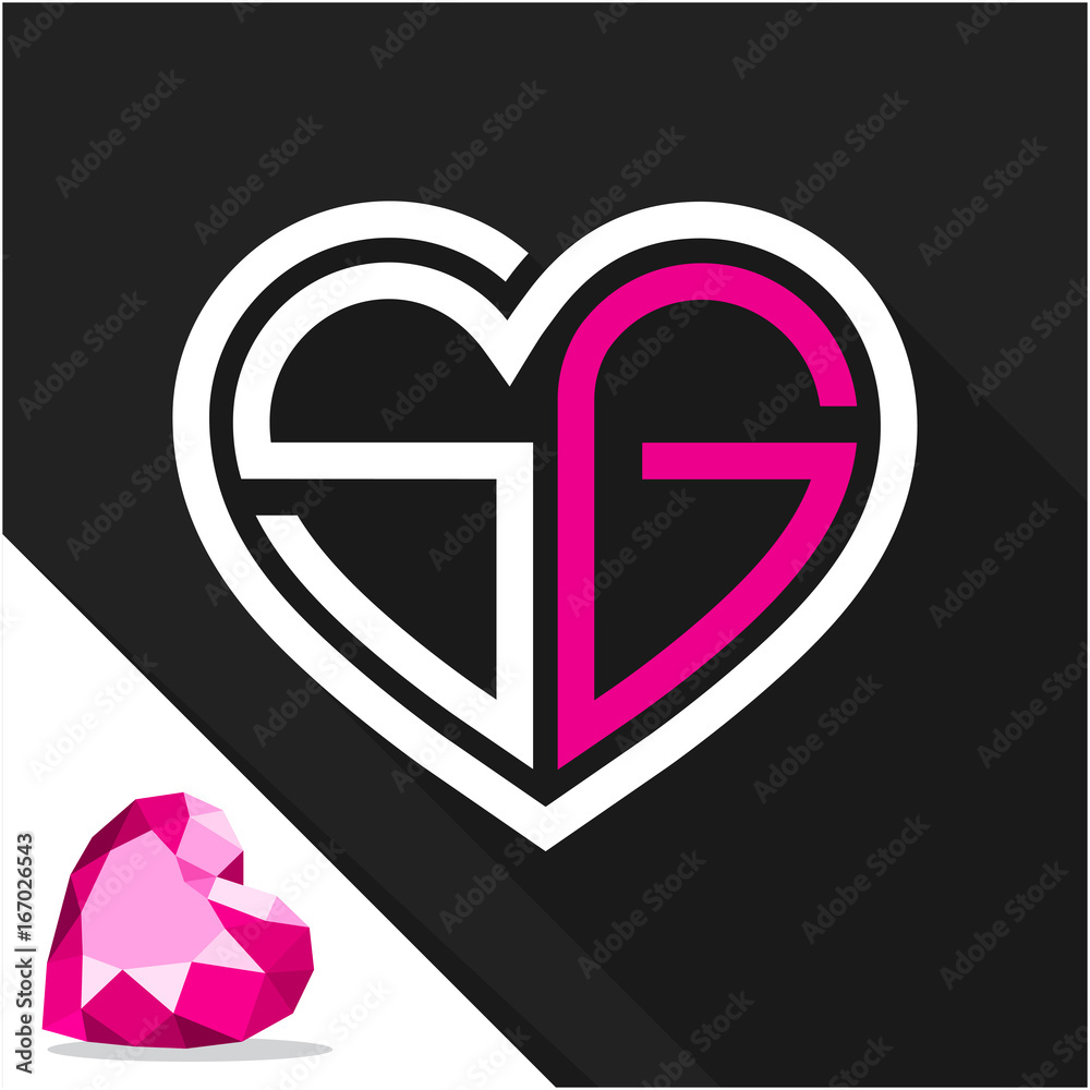 Icon logo heart shape with combination of initials letter S & G Icon logo heart shape with combination of initials letter S & G