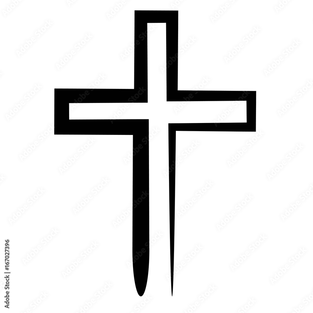 Hand drawn black grunge cross icon