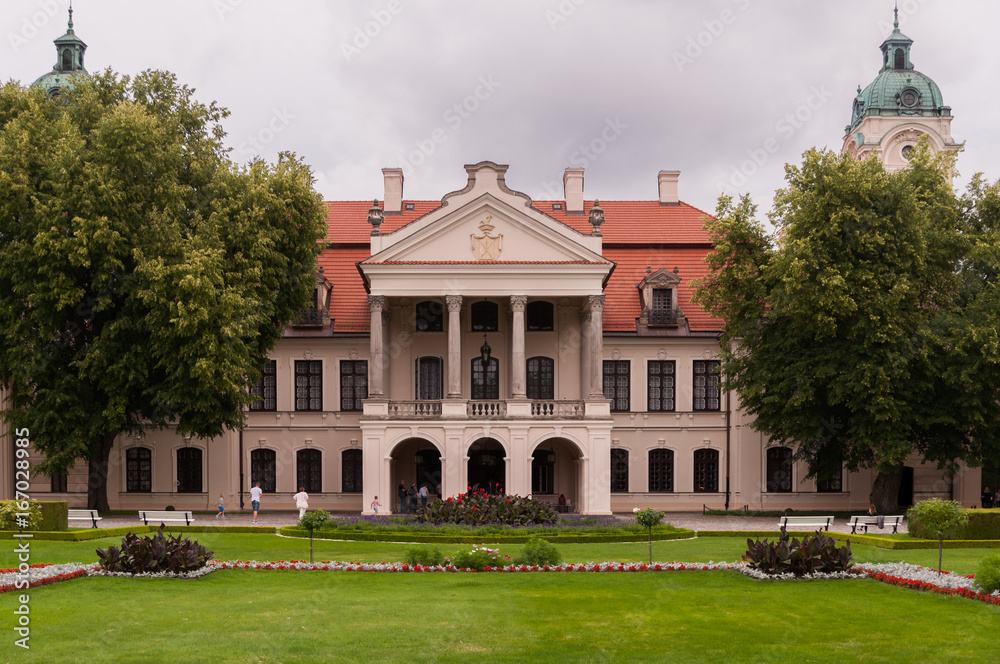 Second-Empire-style decor Kozłówka Palace from 18th century surrounded by french garden