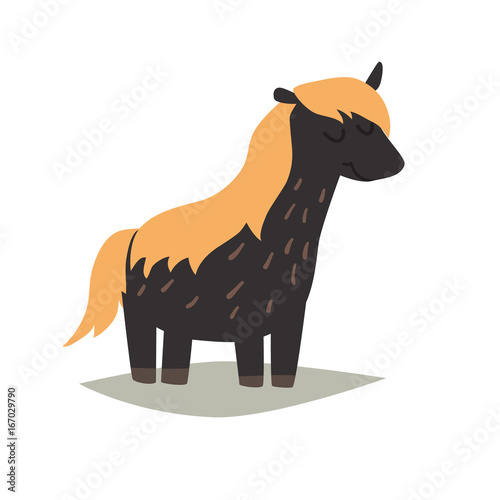 Pone vector icons, isolated on white background. Icelandic cartoon horse with long forelock