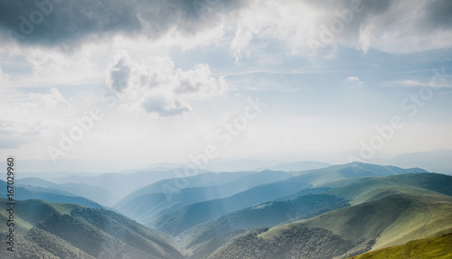 Panoramic from Polonina Borzava (Carpathians, Ukraine 2016) photo
