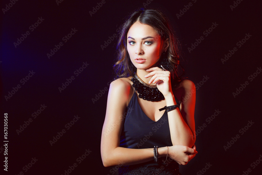 Portrait of a beautiful woman with necklace Portrait of a beautiful woman with necklace