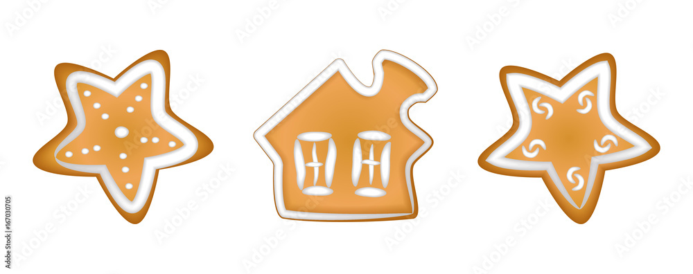 Gingerbread with glaze. Isolated. Christmas. Handmade. Drawing. Gingerbread with glaze. Isolated. Christmas. Handmade. Drawing.