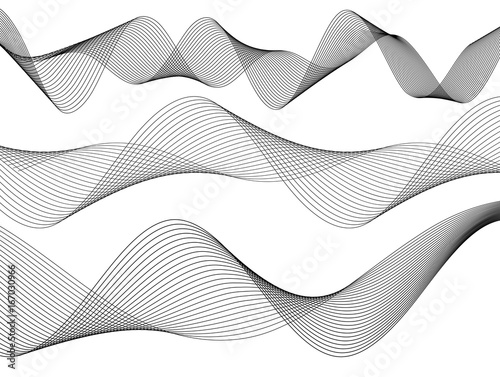 Design element wavy ribbon from many parallel lines43