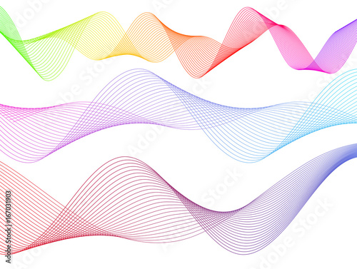 Design element wavy ribbon from many parallel lines44