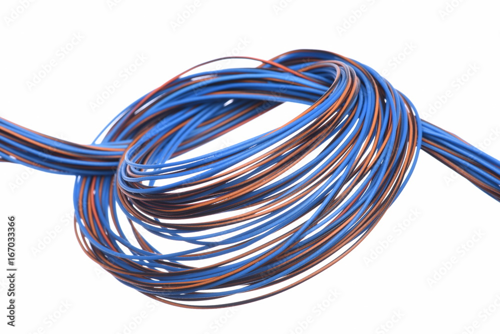 Multicolored electrical cables isolated on white background Multicolored electrical cables isolated on white background