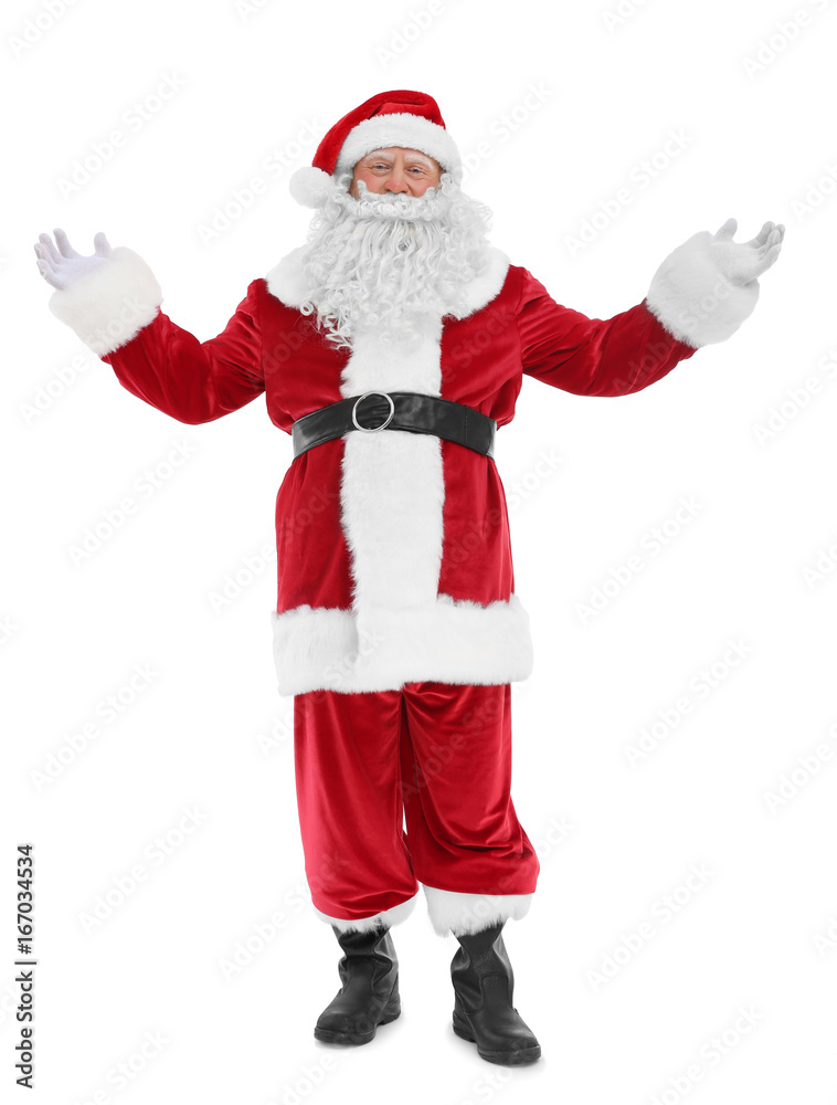 Authentic Santa Claus standing on white background Authentic Santa Claus standing on white background