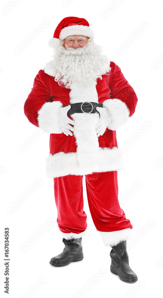 Authentic Santa Claus standing on white background Authentic Santa Claus standing on white background