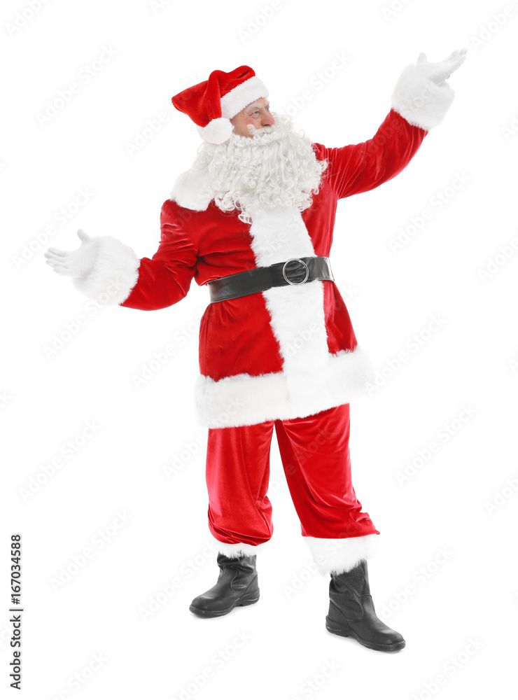 Authentic Santa Claus standing on white background Authentic Santa Claus standing on white background