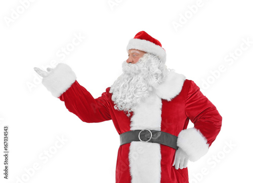 Authentic Santa Claus standing on white background