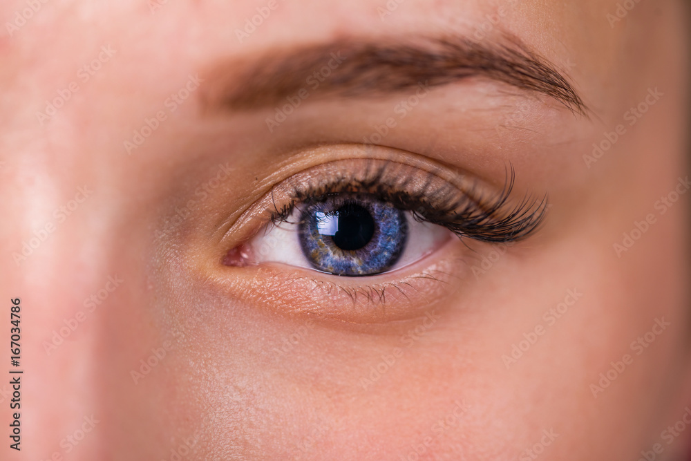 Obraz premium Female eye with long eyelashes close up