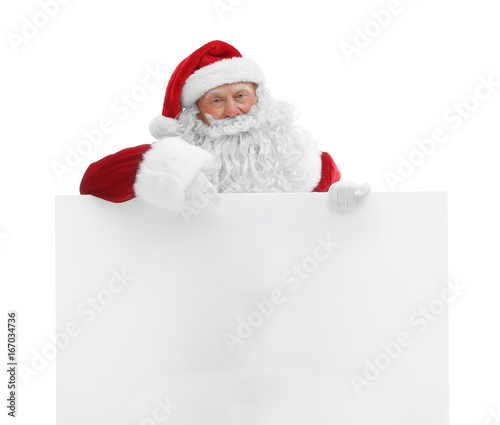 Authentic Santa Claus with poster on white background © Africa Studio