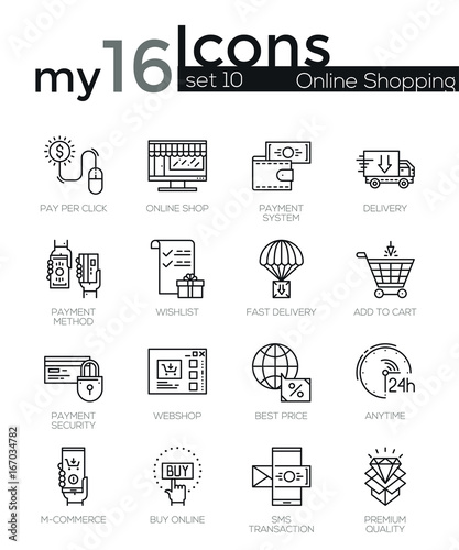 Modern thin line icons set of internet shopping © AKrasov