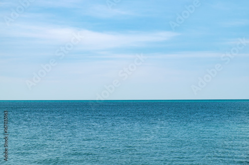 A simple seascape, the blue sea and the clear sky in Langkawi Island, Malaysia. Abstract natural background