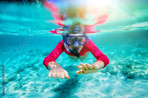 Girl swimming underwater