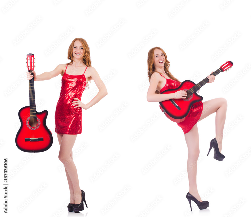 Guitar player isolated on white Guitar player isolated on white