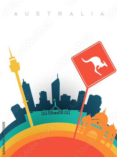 Travel australia 3d paper cut world landmarks