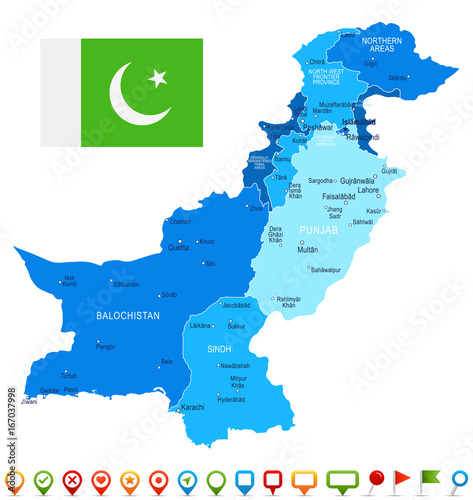 Pakistan - map and flag illustration