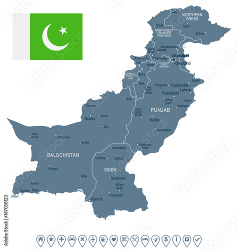 Pakistan - map and flag illustration