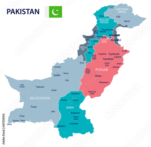 Pakistan - map and flag illustration