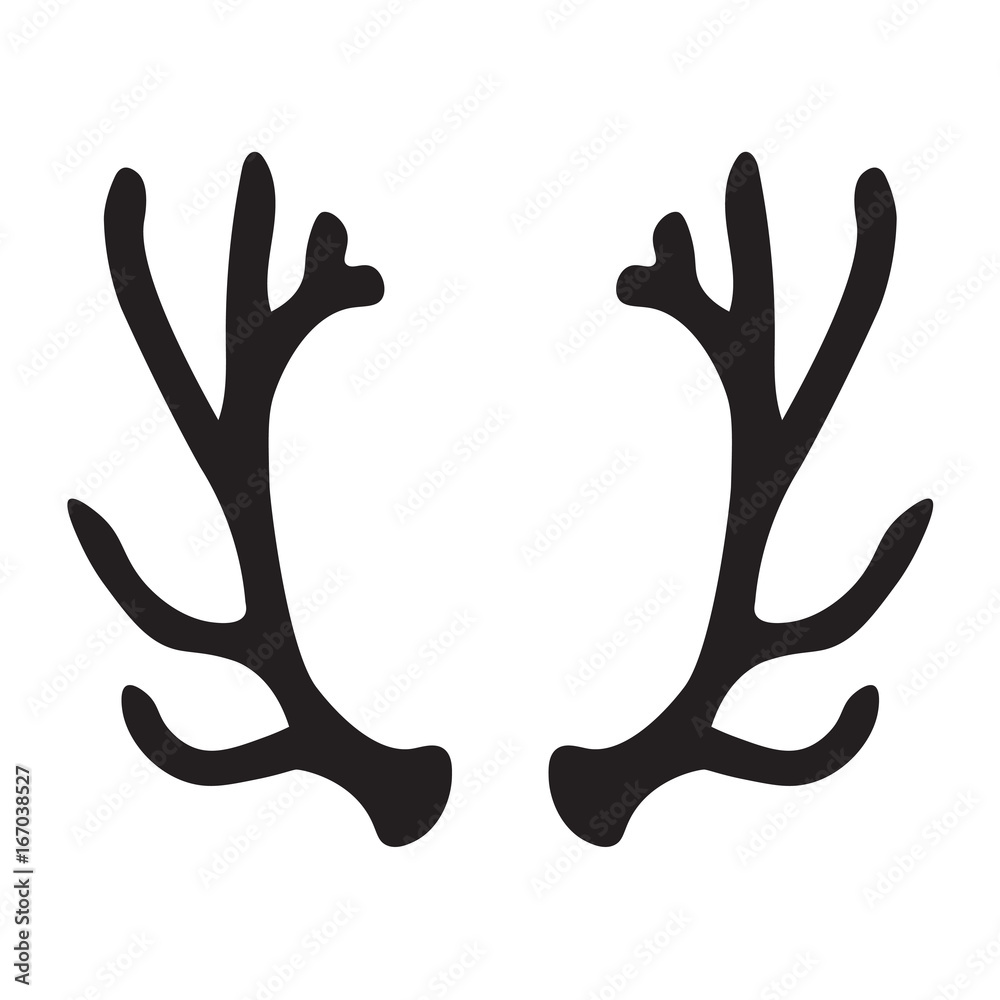 Fototapeta premium black silhouette of deer antlers- vector illustration