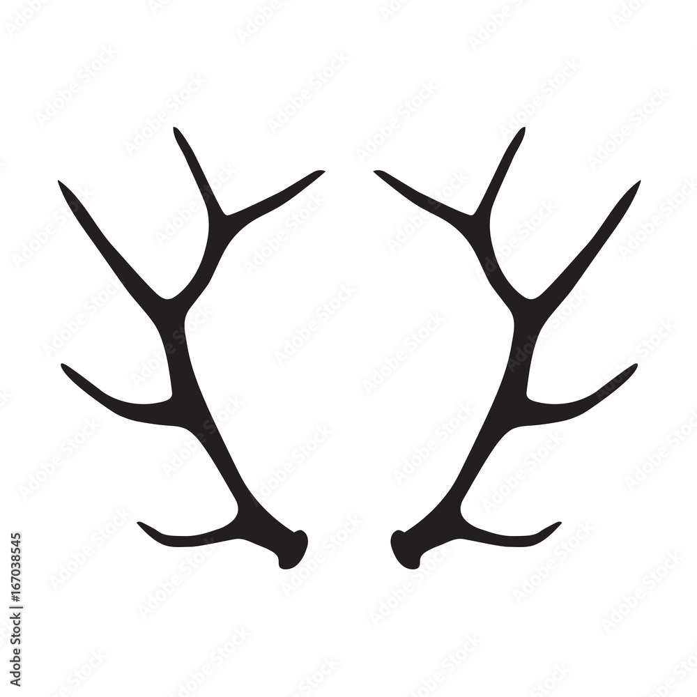 Obraz premium black silhouette of deer antlers- vector illustration