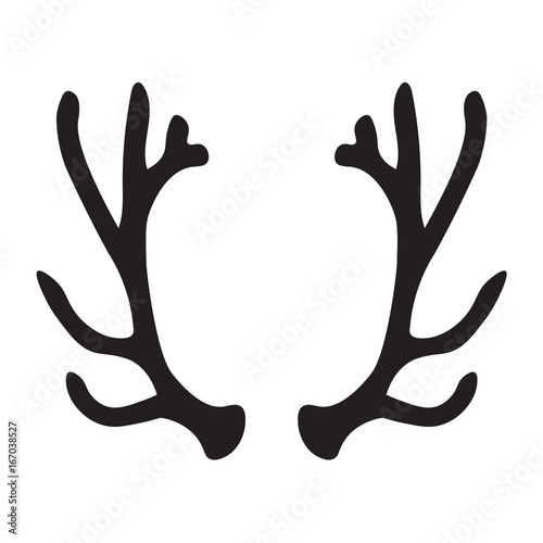 black silhouette of deer antlers- vector illustration