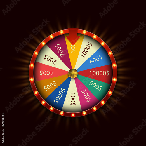 Vector modern fortune wheel on black background