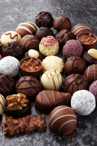 a lot of variety chocolate pralines, belgian confectionery gourm © beats_