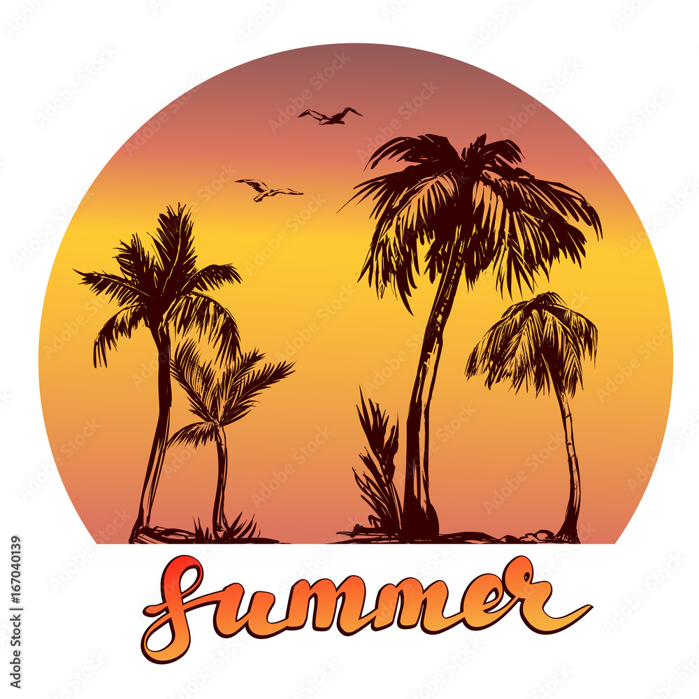 summer beach logo symbol vector illustration isolated on white background