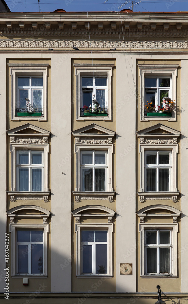 windows of reconstructed building