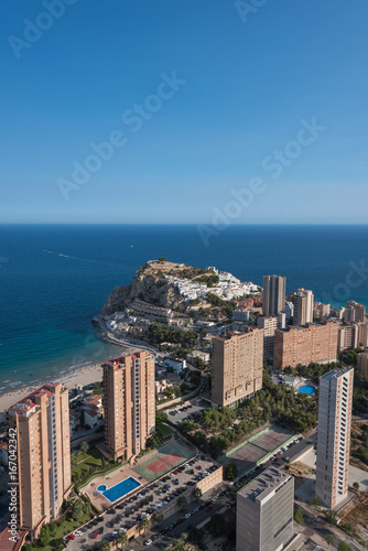 Aerial view of Benidorm city skyline, in Alicante province, Spain. © herraez