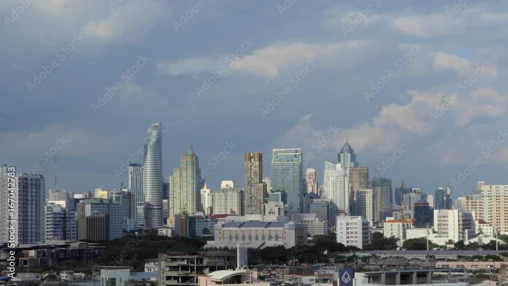 View of business area in Bangkok, the most populated city in Southeast Asia, Thailand.