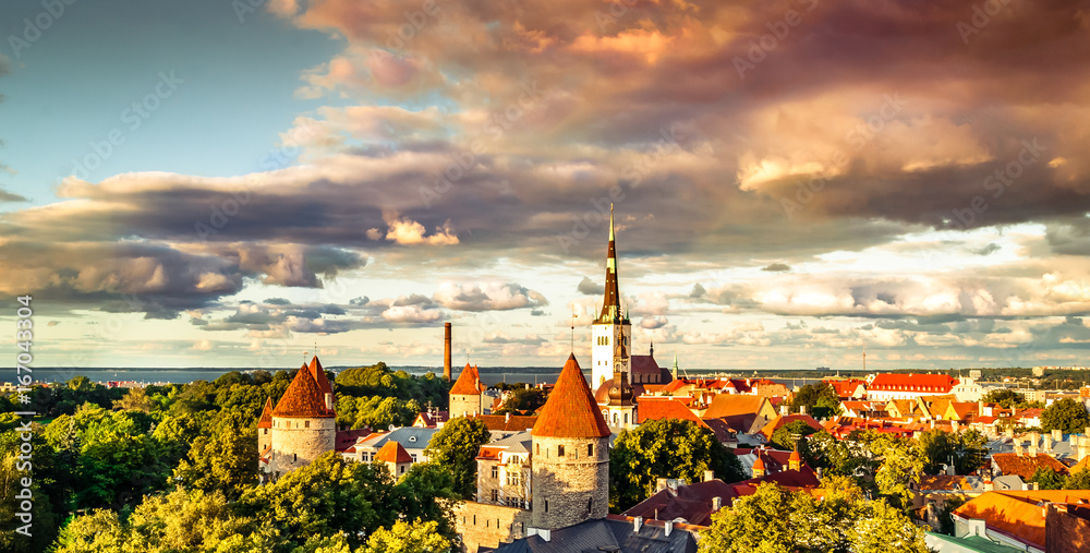 View over the medieval roofs of Tallinn in Estonia