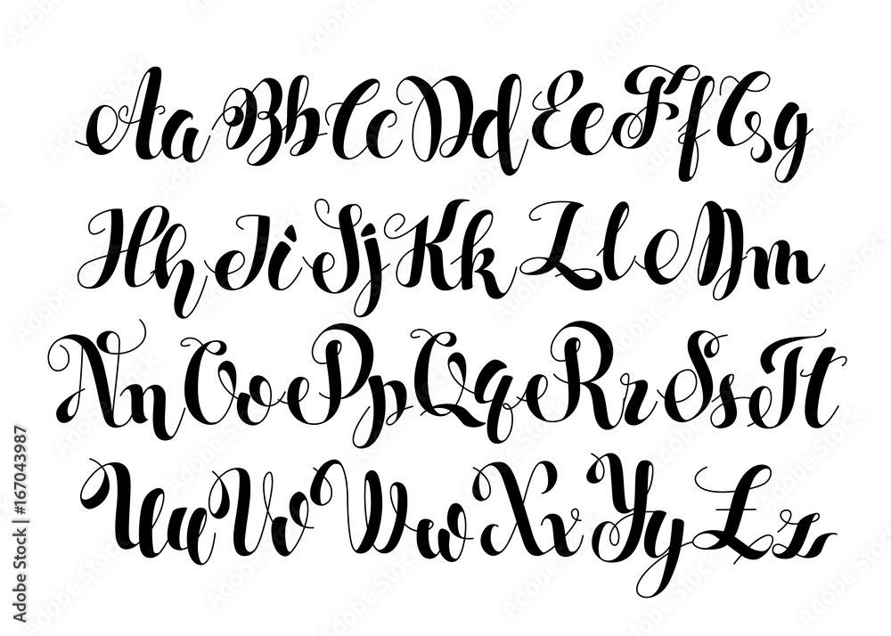 Alphabet letters. English alphabet, calligraphy, lettering Stock