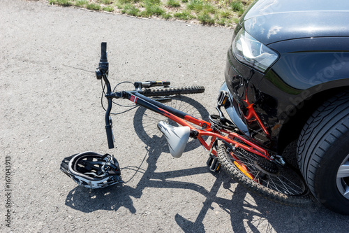 Close Up of a children's bicycle accident on the street
